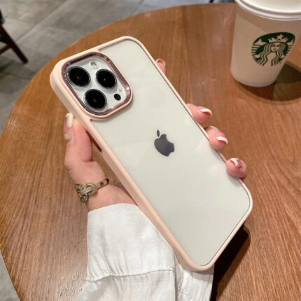 Anti-Drop Metal Lens Protective Back Case Cover for iPhone 13 Pro (Pink)